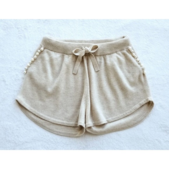 BRODIE 100% cashmere beaded lounge loungewear anthropologie shorts $225 L 10/12 - Picture 2 of 8